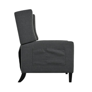 English Elm Manual Pushback Wingback Recliner with Folding Tray Usb Port Solid Wood Mid Century Dark Gray W680P451423