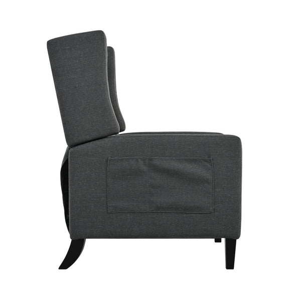 English Elm Manual Pushback Wingback Recliner with Folding Tray Usb Port Solid Wood Mid Century Dark Gray W680P451423