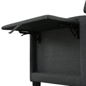 English Elm Manual Pushback Wingback Recliner with Folding Tray Usb Port Solid Wood Mid Century Dark Gray W680P451423
