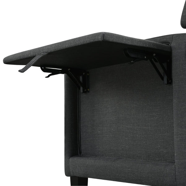 English Elm Manual Pushback Wingback Recliner with Folding Tray Usb Port Solid Wood Mid Century Dark Gray W680P451423