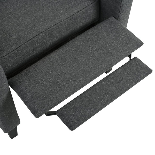 English Elm Manual Pushback Wingback Recliner with Folding Tray Usb Port Solid Wood Mid Century Dark Gray W680P451423