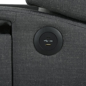 English Elm Manual Pushback Wingback Recliner with Folding Tray Usb Port Solid Wood Mid Century Dark Gray W680P451423