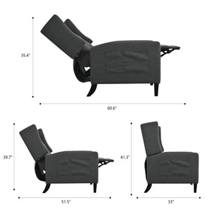 English Elm Manual Pushback Wingback Recliner with Folding Tray Usb Port Solid Wood Mid Century Dark Gray W680P451423