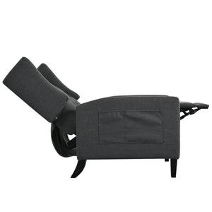 English Elm Manual Pushback Wingback Recliner with Folding Tray Usb Port Solid Wood Mid Century Dark Gray W680P451423