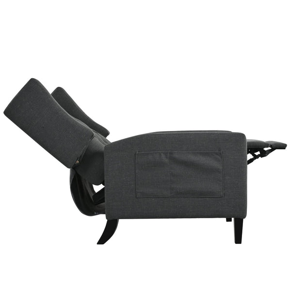 English Elm Manual Pushback Wingback Recliner with Folding Tray Usb Port Solid Wood Mid Century Dark Gray W680P451423