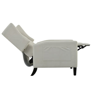 English Elm Manual Pushback Wingback Recliner with Folding Tray Usb Port Solid Wood Mid Century Beige W680P451426