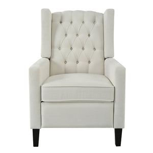 English Elm Manual Pushback Wingback Recliner with Folding Tray Usb Port Solid Wood Mid Century Beige W680P451426