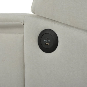 English Elm Manual Pushback Wingback Recliner with Folding Tray Usb Port Solid Wood Mid Century Beige W680P451426
