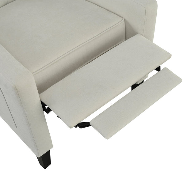English Elm Manual Pushback Wingback Recliner with Folding Tray Usb Port Solid Wood Mid Century Beige W680P451426
