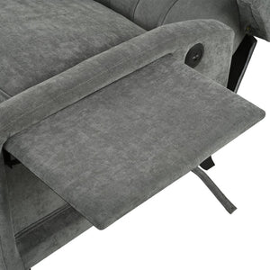 English Elm Manual Pushback Wingback Recliner with Folding Tray Usb Port Solid Wood Mid Century Gray W680P451438