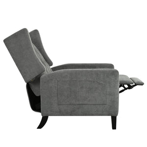 English Elm Manual Pushback Wingback Recliner with Folding Tray Usb Port Solid Wood Mid Century Gray W680P451438