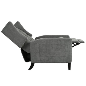 English Elm Manual Pushback Wingback Recliner with Folding Tray Usb Port Solid Wood Mid Century Gray W680P451438