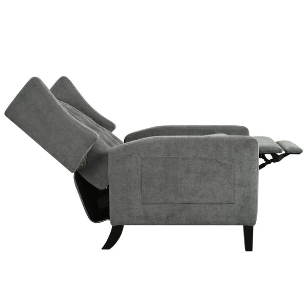 English Elm Manual Pushback Wingback Recliner with Folding Tray Usb Port Solid Wood Mid Century Gray W680P451438