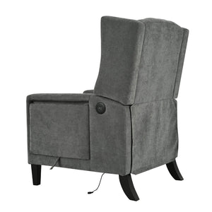 English Elm Manual Pushback Wingback Recliner with Folding Tray Usb Port Solid Wood Mid Century Gray W680P451438