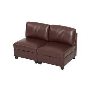 English Elm Flexible Pu Modular Loveseat with Hidden Storage Sleeper for Living Room Spaces Dark Brown W680P465891