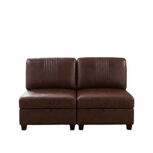 English Elm Flexible Pu Modular Loveseat with Hidden Storage Sleeper for Living Room Spaces Dark Brown W680P465891