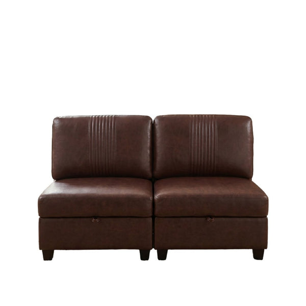 English Elm Flexible Pu Modular Loveseat with Hidden Storage Sleeper for Living Room Spaces Dark Brown W680P465891
