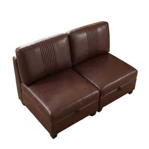 English Elm Flexible Pu Modular Loveseat with Hidden Storage Sleeper for Living Room Spaces Dark Brown W680P465891