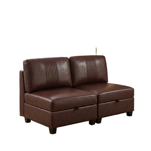 English Elm Flexible Pu Modular Loveseat with Hidden Storage Sleeper for Living Room Spaces Dark Brown W680P465891