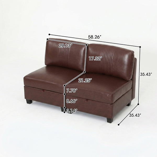 English Elm Flexible Pu Modular Loveseat with Hidden Storage Sleeper for Living Room Spaces Dark Brown W680P465891
