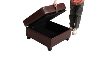 English Elm Flexible Pu Modular Loveseat with Hidden Storage Sleeper for Living Room Spaces Dark Brown W680P465891