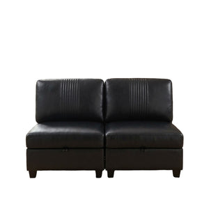 English Elm Flexible Pu Modular Loveseat with Hidden Storage Sleeper for Living Room Spaces Black W680P465895