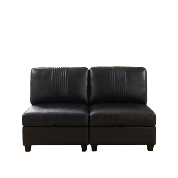 English Elm Flexible Pu Modular Loveseat with Hidden Storage Sleeper for Living Room Spaces Black W680P465895