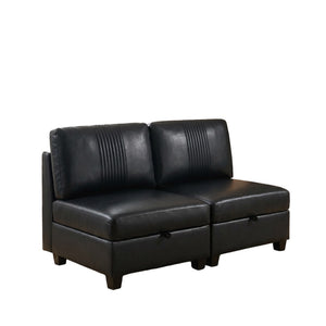 English Elm Flexible Pu Modular Loveseat with Hidden Storage Sleeper for Living Room Spaces Black W680P465895