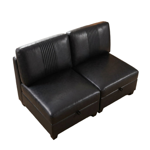 English Elm Flexible Pu Modular Loveseat with Hidden Storage Sleeper for Living Room Spaces Black W680P465895
