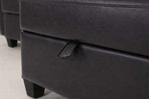 English Elm Flexible Pu Modular Loveseat with Hidden Storage Sleeper for Living Room Spaces Black W680P465895