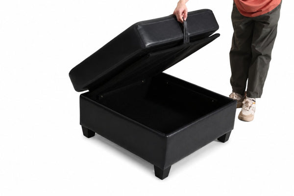 English Elm Flexible Pu Modular Loveseat with Hidden Storage Sleeper for Living Room Spaces Black W680P465895