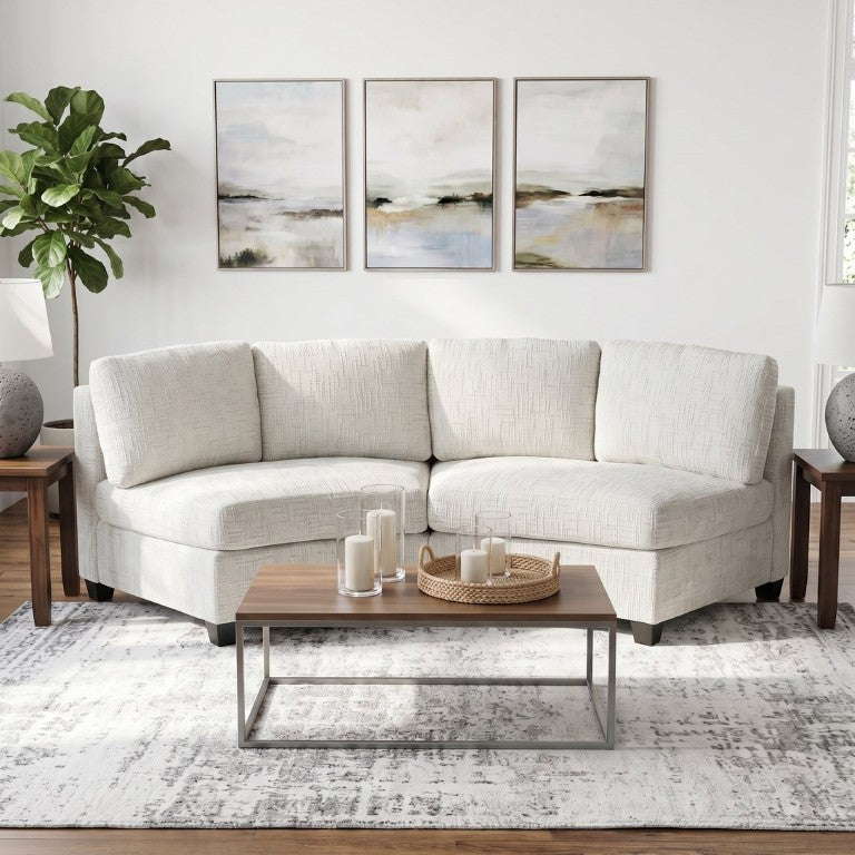 English Elm 2‑Seater Curved Modular Sectional with Chenille Upholstery and Pocket Spring Cushions W680P466219