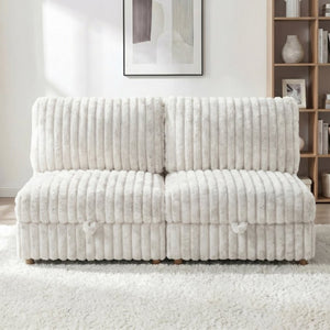 English Elm Armless Modular Sectional Units with Hidden Storage and Sleeper Flexibility for Living Rooms Beige W680P466906