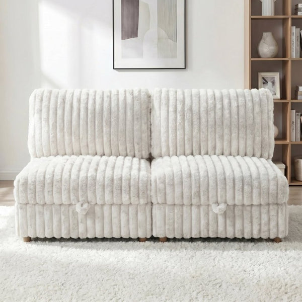 English Elm Armless Modular Sectional Units with Hidden Storage and Sleeper Flexibility for Living Rooms Beige W680P466906