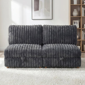 English Elm Armless Modular Sectional Units with Hidden Storage and Sleeper Flexibility for Living Rooms Grey W680P466908