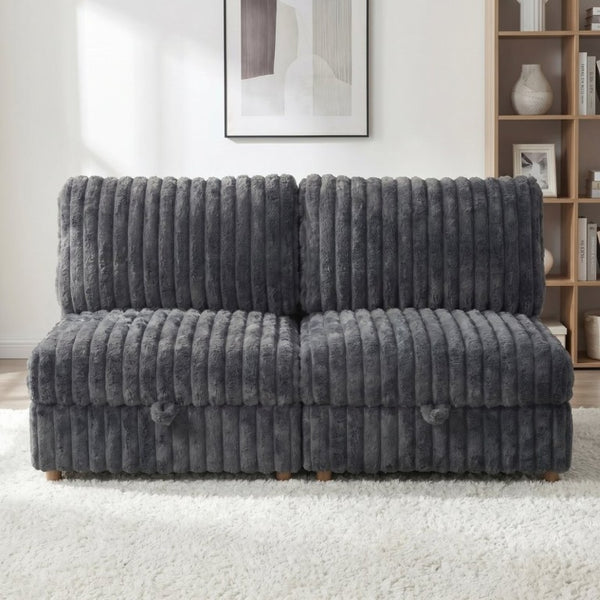 English Elm Armless Modular Sectional Units with Hidden Storage and Sleeper Flexibility for Living Rooms Grey W680P466908