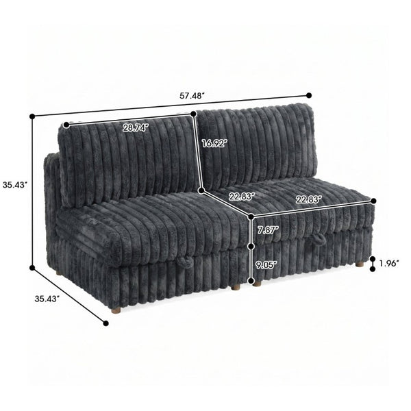 English Elm Armless Modular Sectional Units with Hidden Storage and Sleeper Flexibility for Living Rooms Grey W680P466908