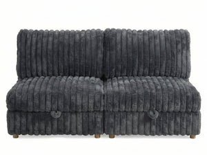 English Elm Armless Modular Sectional Units with Hidden Storage and Sleeper Flexibility for Living Rooms Grey W680P466908