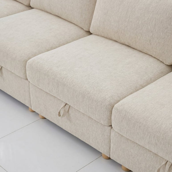 English Elm Modular Fabric Sectional Sofa with Hidden Storage and Convertible Sleeper Configuration W680P466909