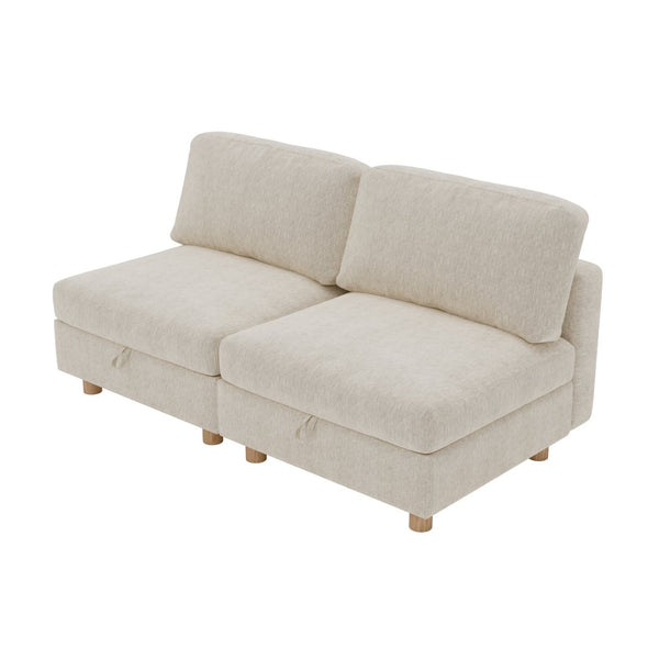 English Elm Modular Fabric Sectional Sofa with Hidden Storage and Convertible Sleeper Configuration W680P466909