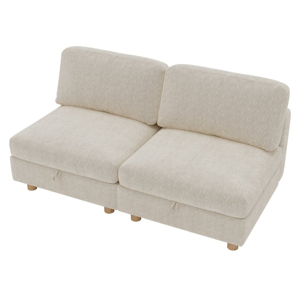 English Elm Modular Fabric Sectional Sofa with Hidden Storage and Convertible Sleeper Configuration W680P466909