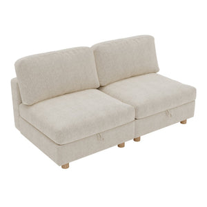 English Elm Modular Fabric Sectional Sofa with Hidden Storage and Convertible Sleeper Configuration W680P466909