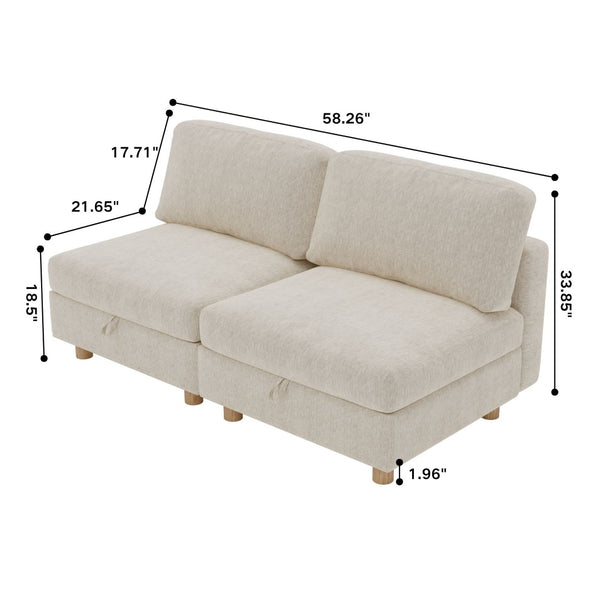 English Elm Modular Fabric Sectional Sofa with Hidden Storage and Convertible Sleeper Configuration W680P466909