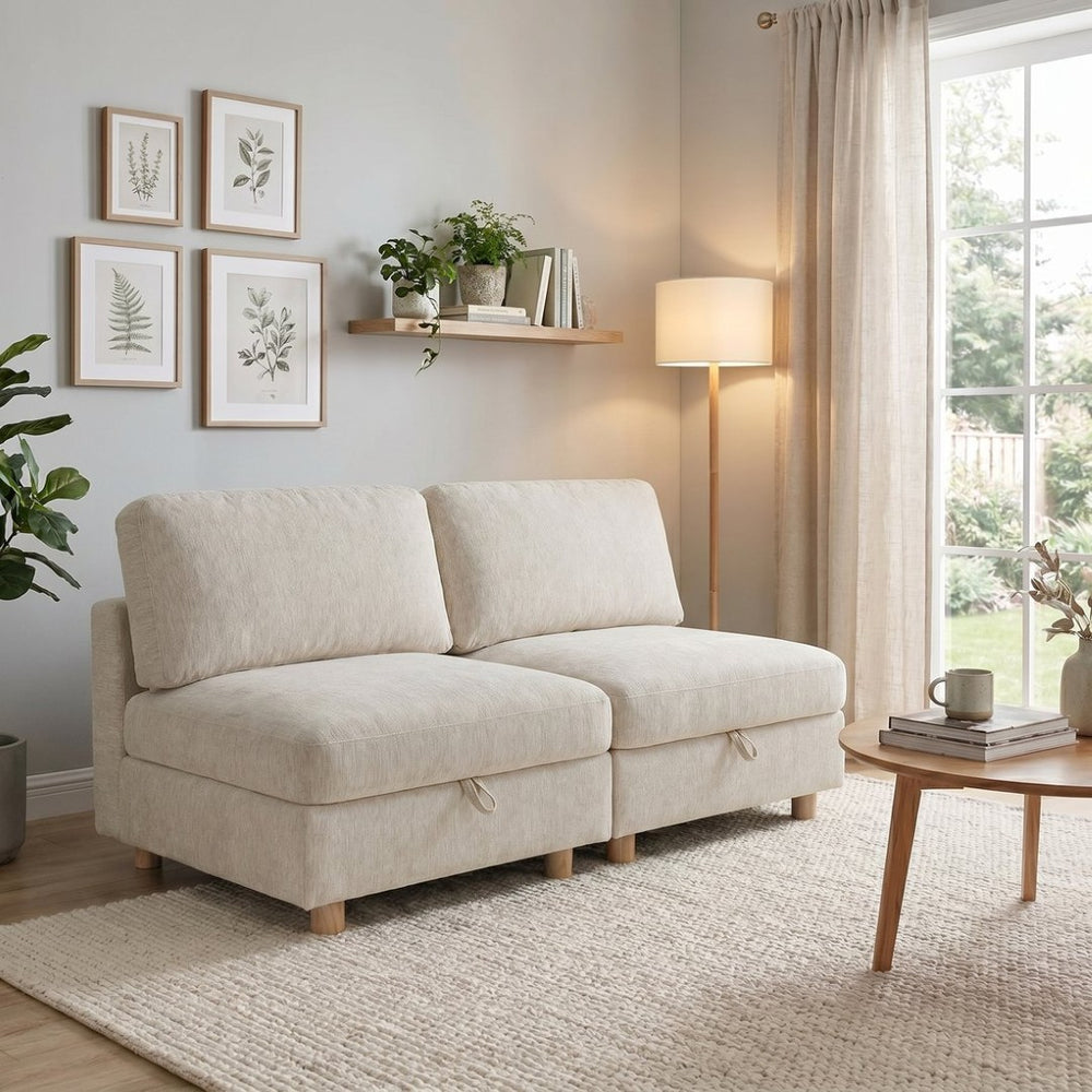 English Elm Modular Fabric Sectional Sofa with Hidden Storage and Convertible Sleeper Configuration W680P466909