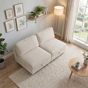 English Elm Modular Fabric Sectional Sofa with Hidden Storage and Convertible Sleeper Configuration W680P466909