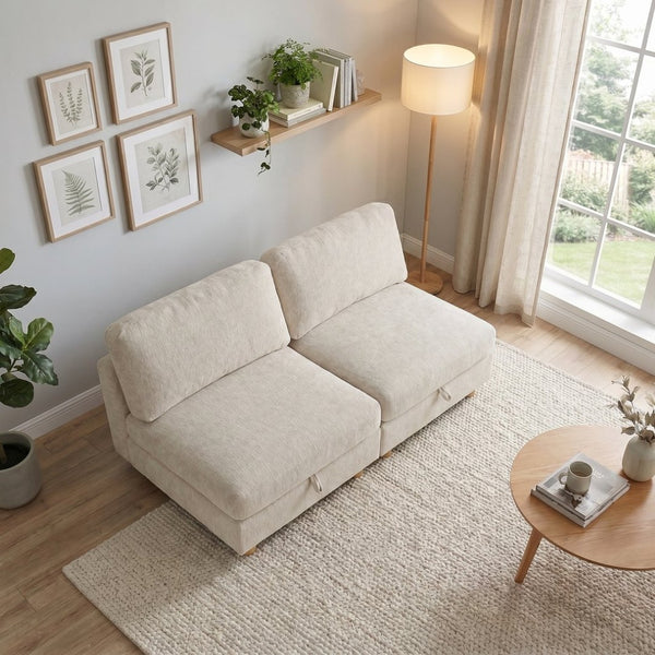 English Elm Modular Fabric Sectional Sofa with Hidden Storage and Convertible Sleeper Configuration W680P466909