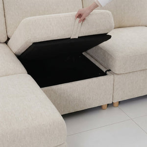 English Elm Modular Fabric Sectional Sofa with Hidden Storage and Convertible Sleeper Configuration W680P466909