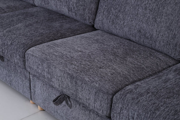 English Elm Modular Fabric Sectional Sofa with Hidden Storage and Convertible Sleeper Design W680P466910