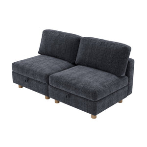 English Elm Modular Fabric Sectional Sofa with Hidden Storage and Convertible Sleeper Design W680P466910