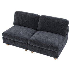 English Elm Modular Fabric Sectional Sofa with Hidden Storage and Convertible Sleeper Design W680P466910